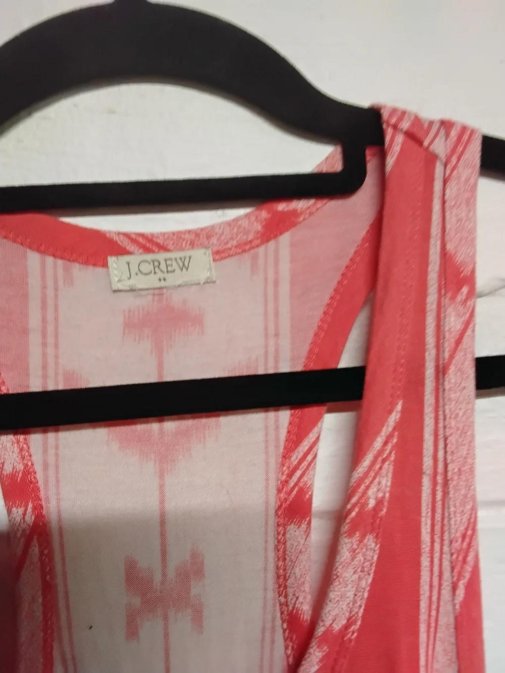 J. Crew Coral and Cream Striped Tribal Maxi Dress